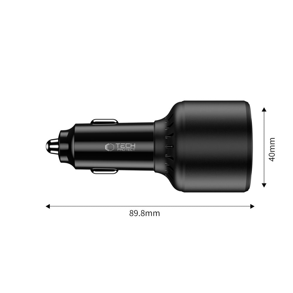CC04 3 jungčių PD175W automobilinis įkroviklis - juodas -- Cell phone chargers