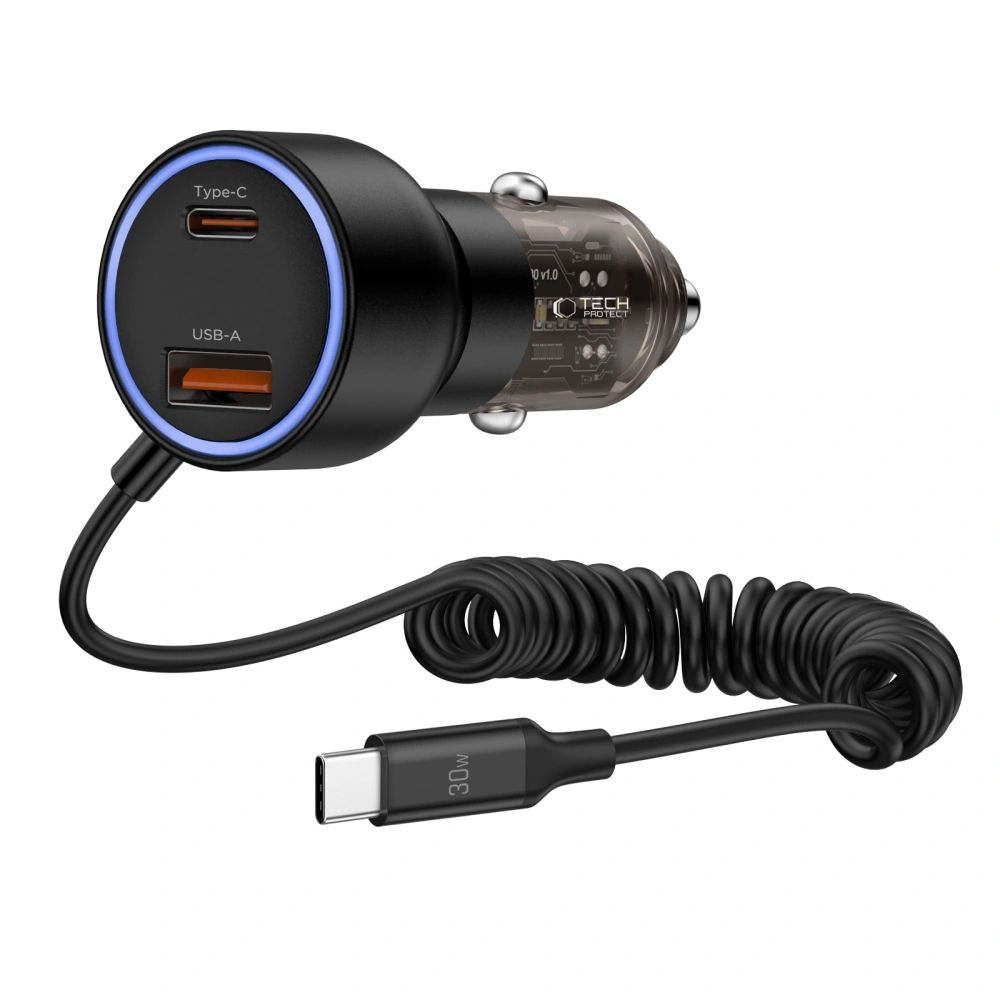CC05 2 jungčių PD60W automobilinis įkroviklis + USB-C laidas - juodas -- Cell phone chargers