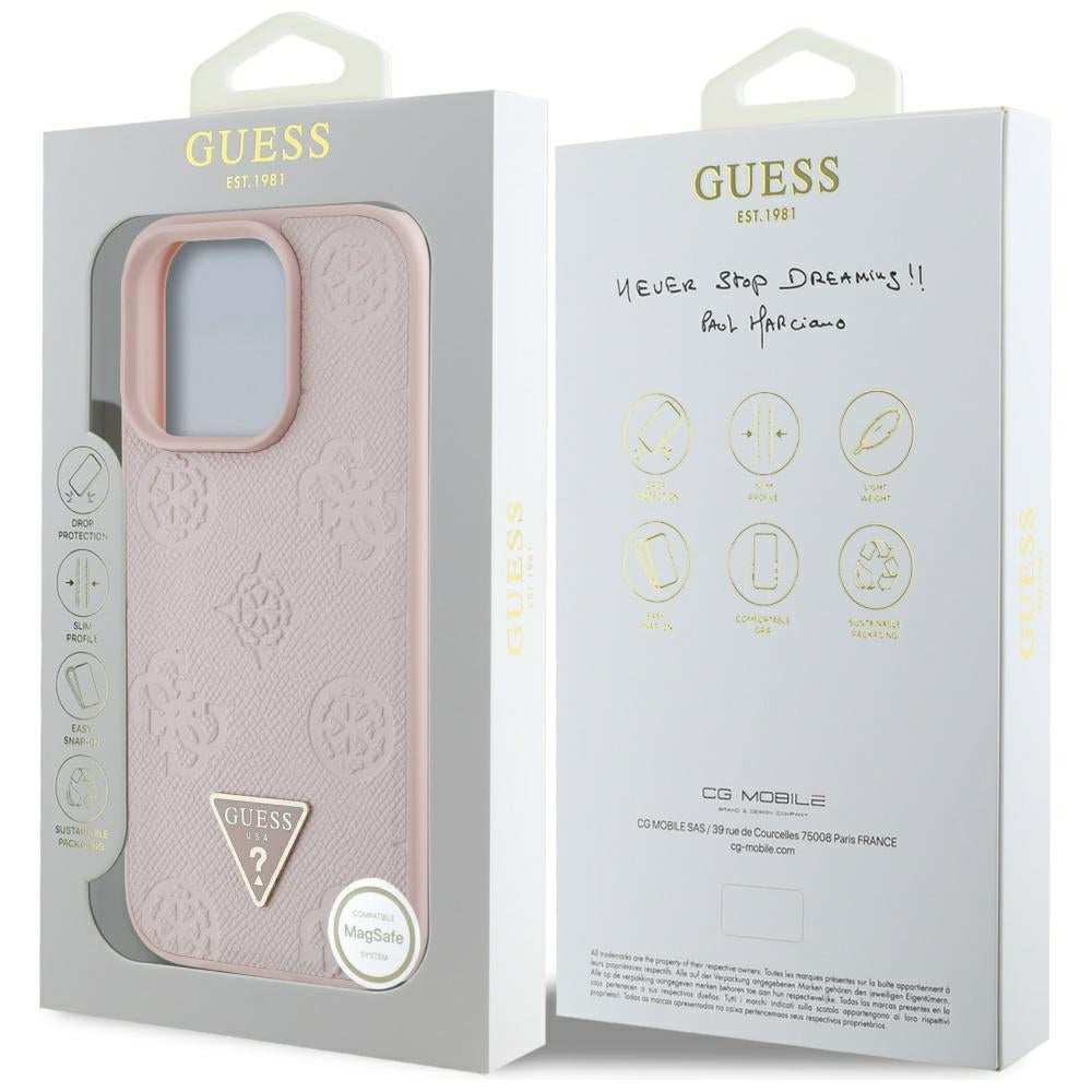 Guess MagSafe dėklas iPhone 16 Pro – rožinis
