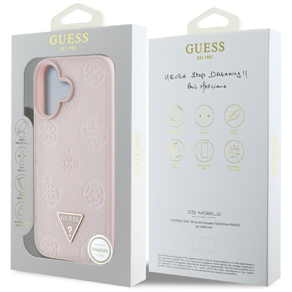 Guess MagSafe dėklas iPhone 16 – rožinis