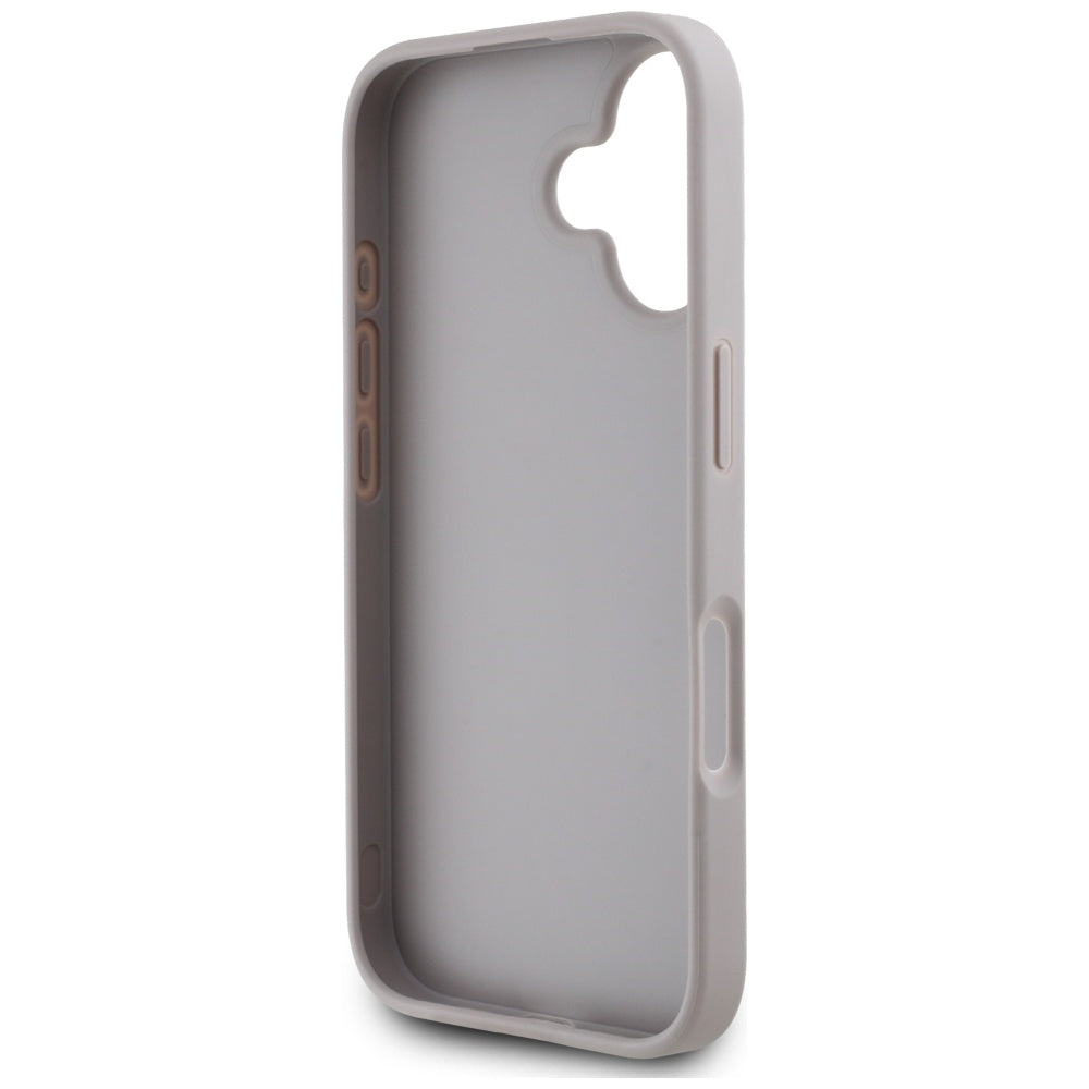 Guess Grained Roses Big 4G Logo iPhone 16 dėklas - violetinis