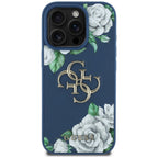 Guess gėlių rašto dėklas iPhone 16 Pro Max – mėlynas
