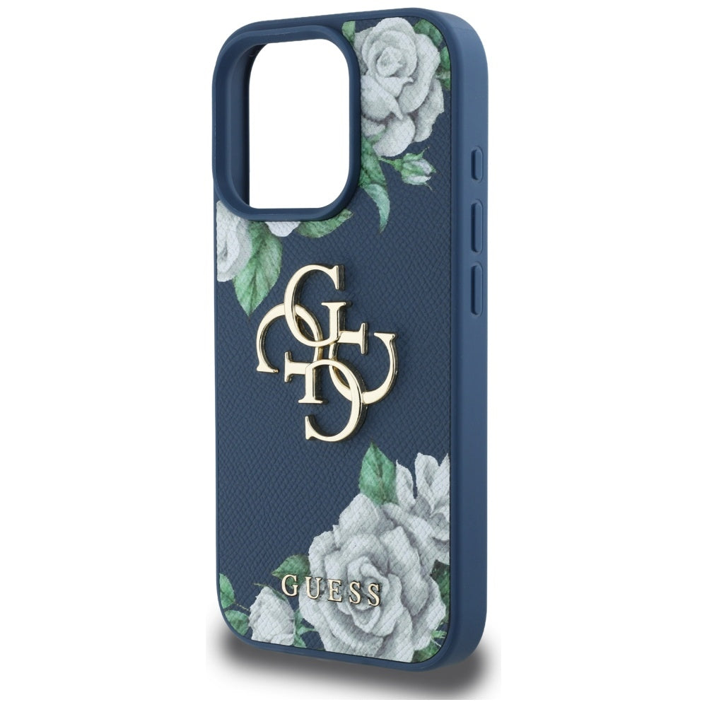 Guess gėlių rašto dėklas iPhone 16 Pro Max – mėlynas