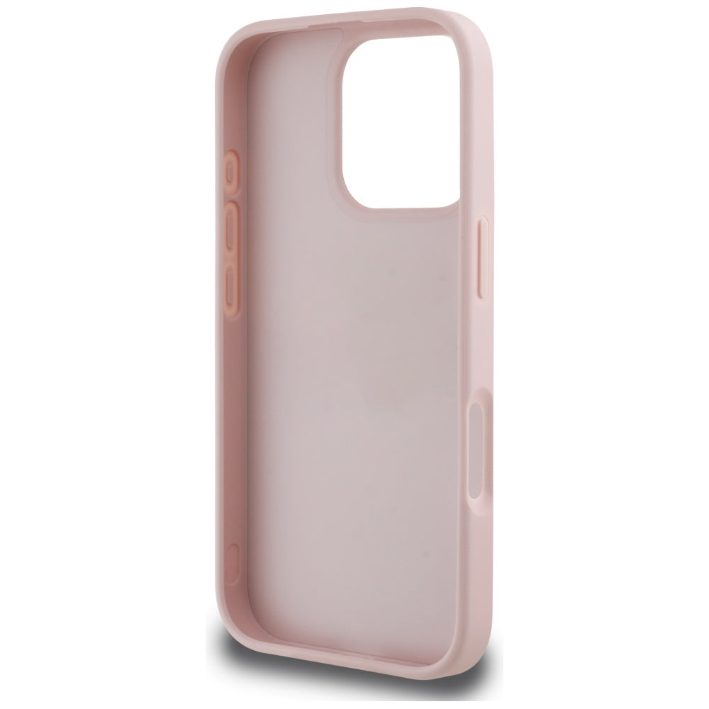 Guess Grained Roses Big 4G logo dėklas iPhone 16 Pro – rožinis