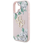 Guess Grained Roses 4G dėklas iPhone 16 – rožinis