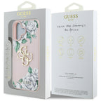 Guess Grained Roses 4G dėklas iPhone 16 – rožinis