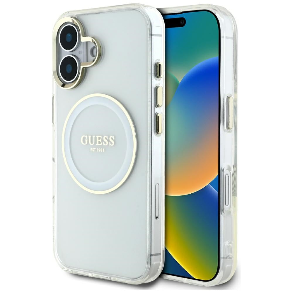 Guess MagSafe dėklas iPhone 16 – baltas