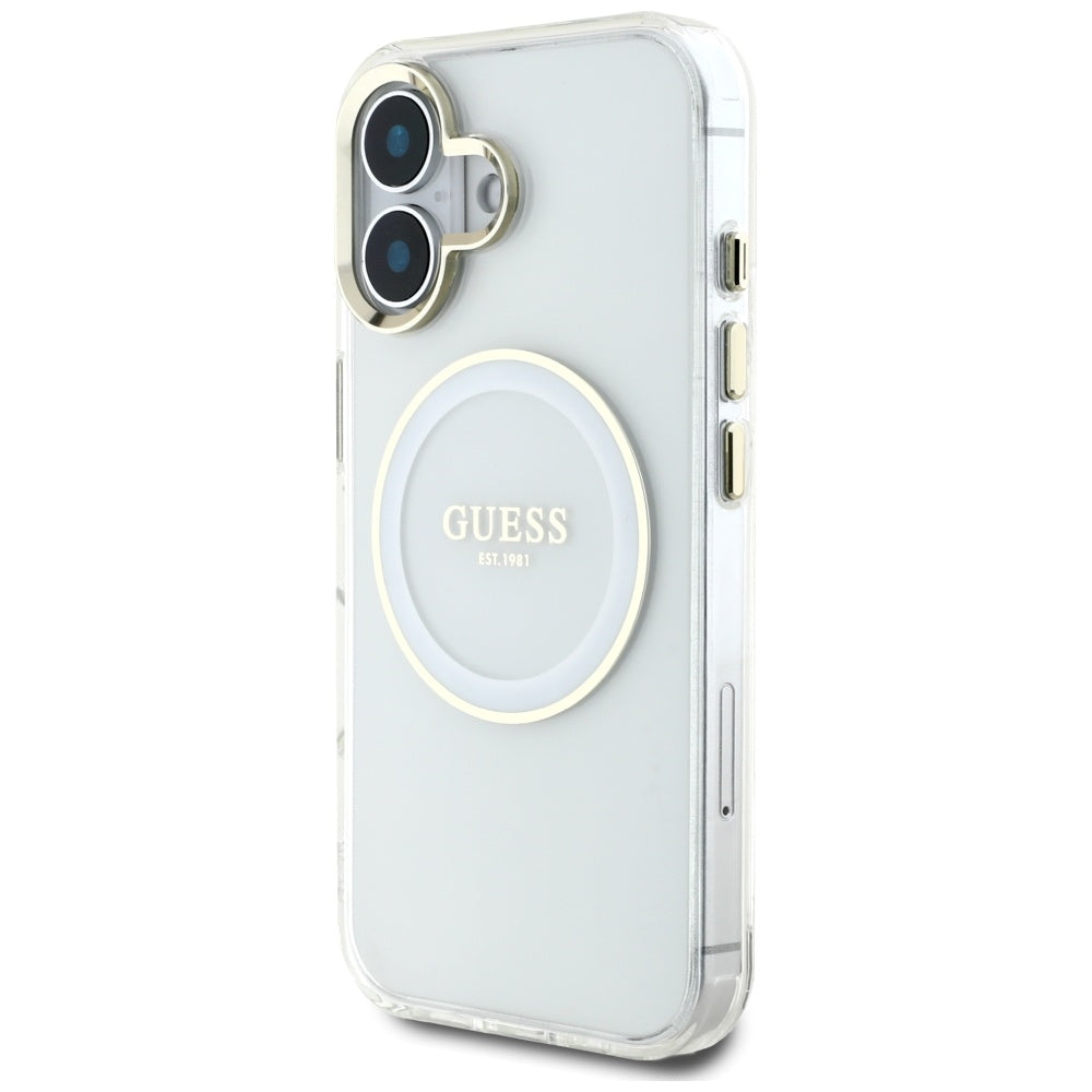 Guess MagSafe dėklas iPhone 16 – baltas