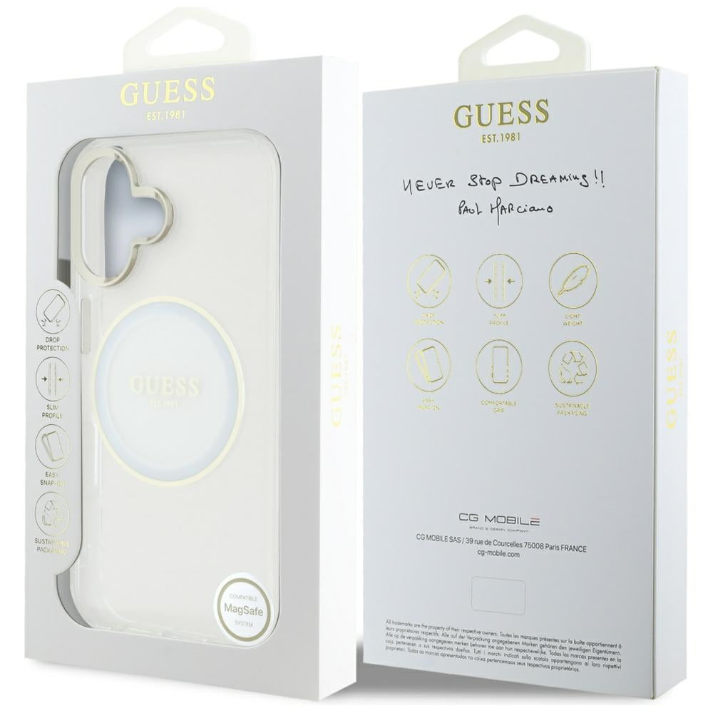 Guess MagSafe dėklas iPhone 16 – baltas