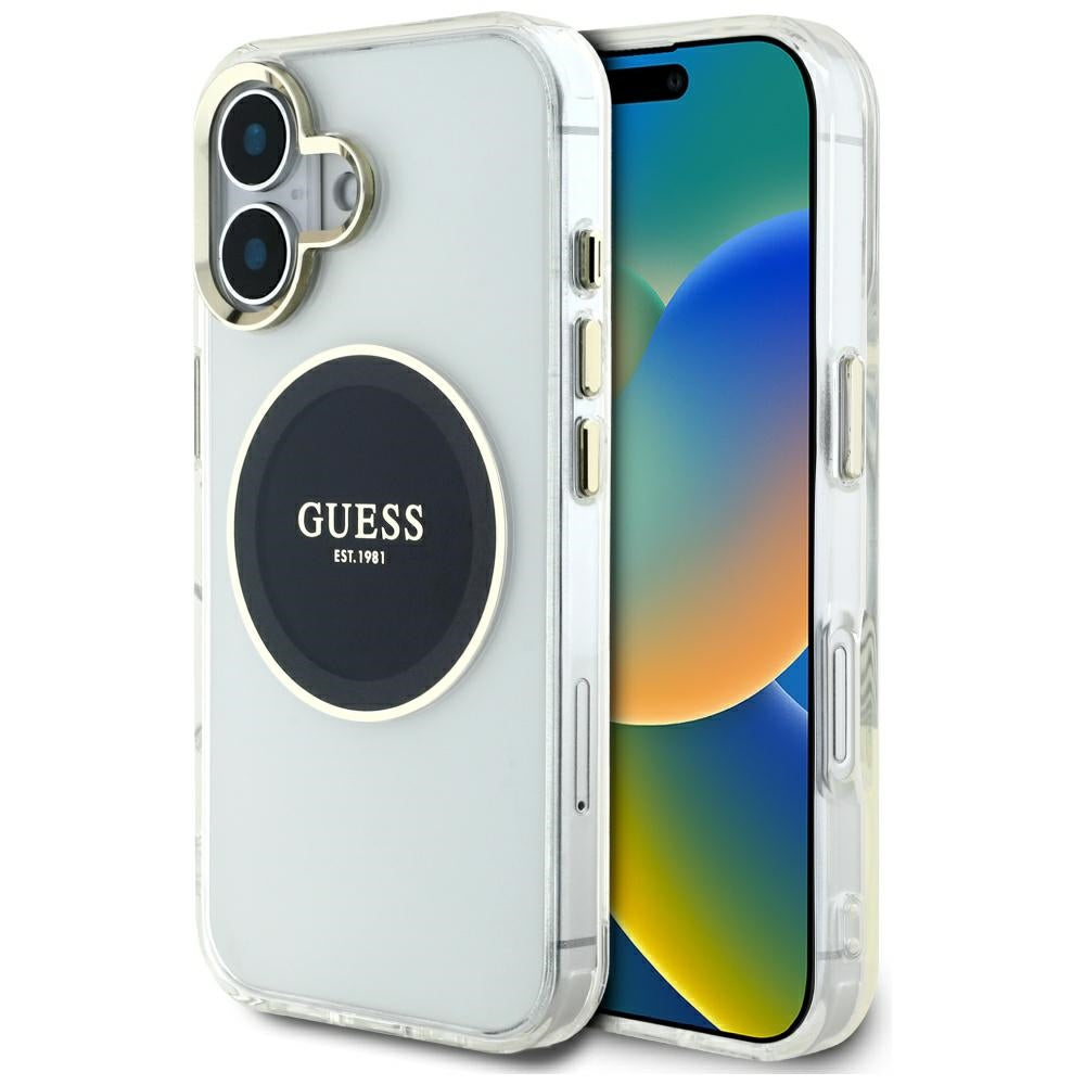 Guess IML MagSafe dėklas iPhone 16 – juodas