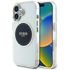 Guess IML MagSafe dėklas iPhone 16 – juodas