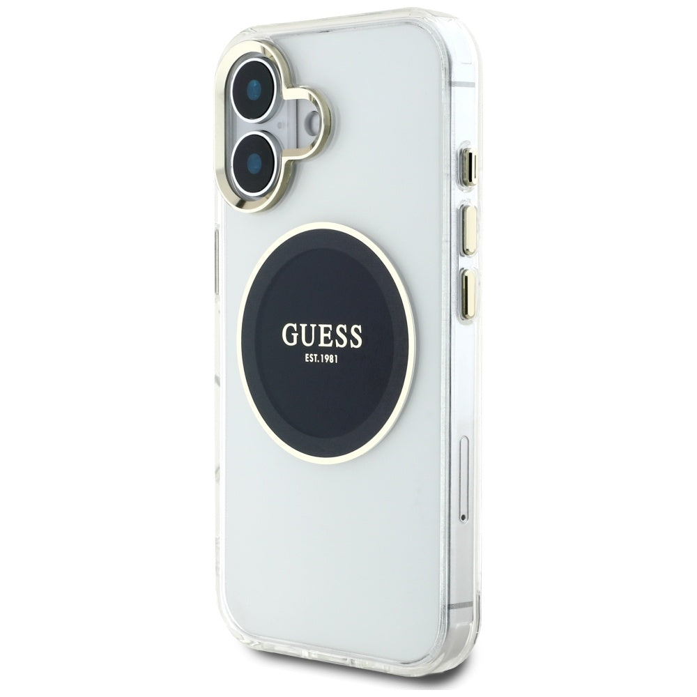 Guess IML MagSafe dėklas iPhone 16 – juodas