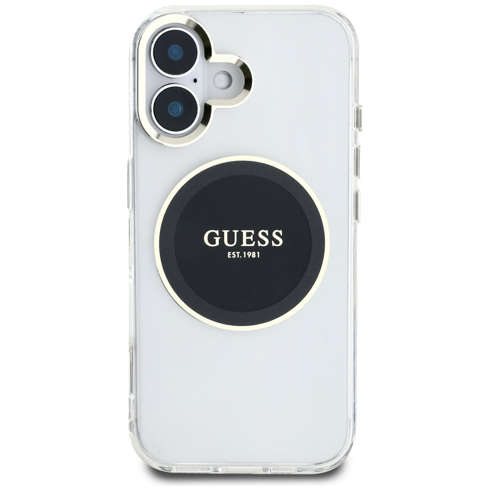 Guess IML MagSafe dėklas iPhone 16 – juodas