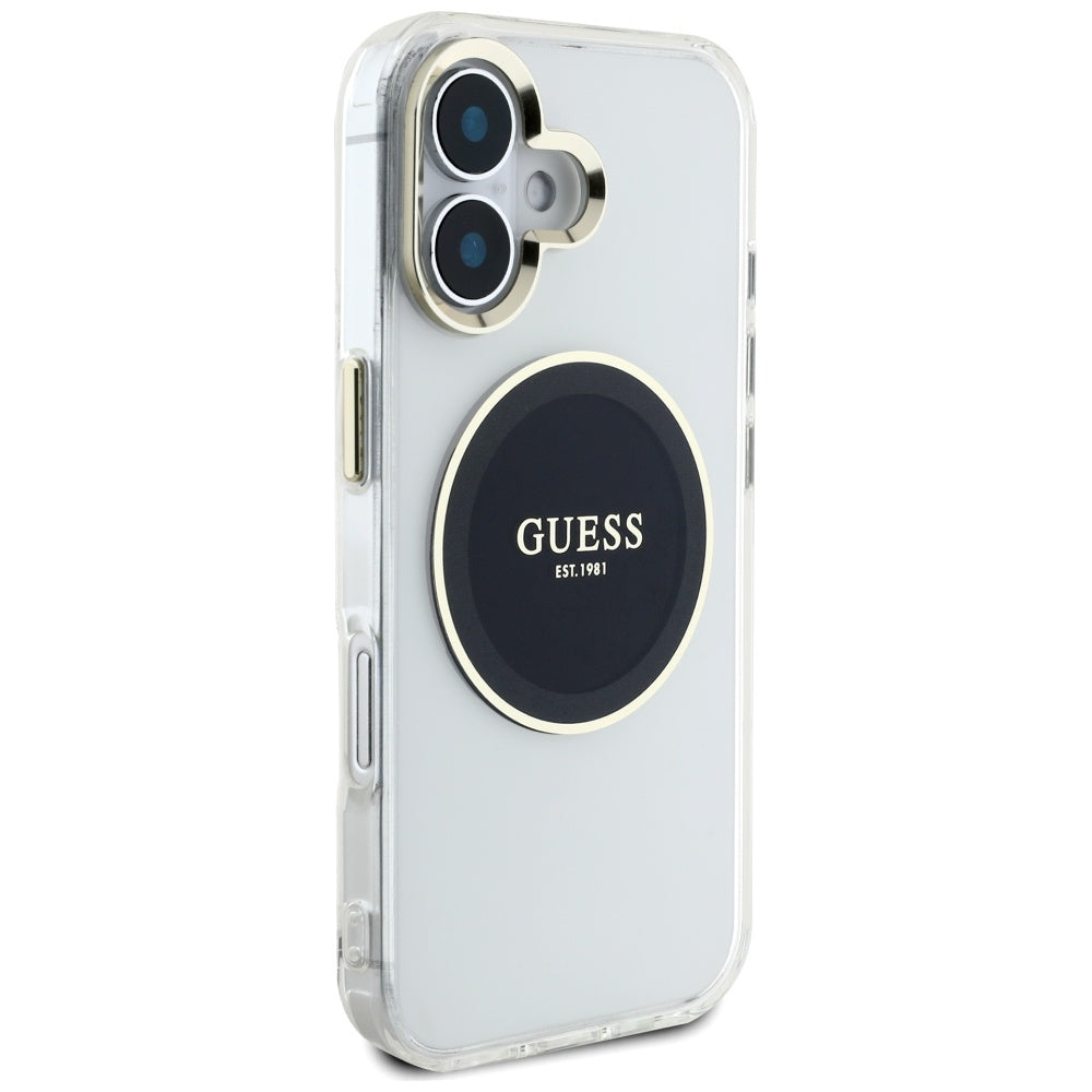 Guess IML MagSafe dėklas iPhone 16 – juodas