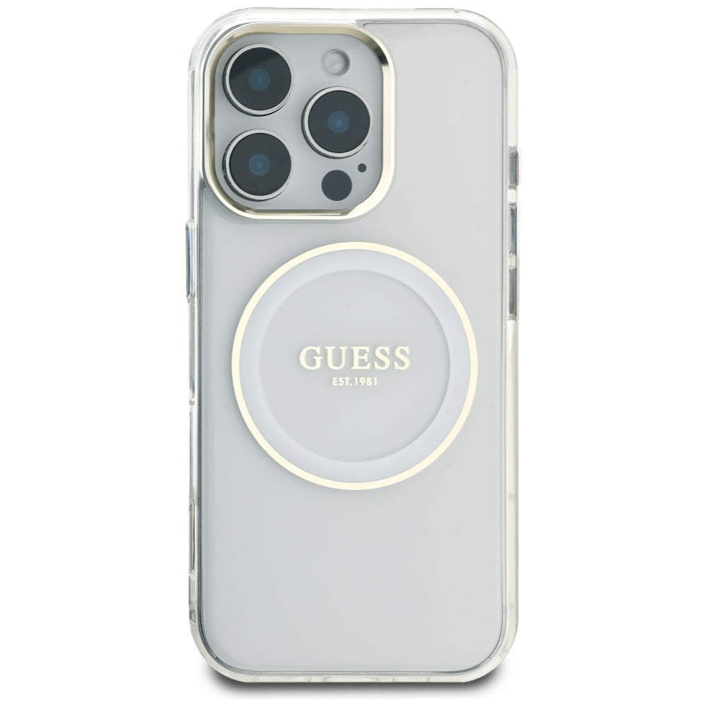 Guess MagSafe dėklas iPhone 16 Pro – baltas