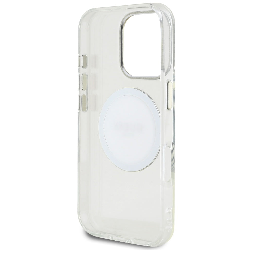 Guess MagSafe dėklas iPhone 16 Pro – baltas