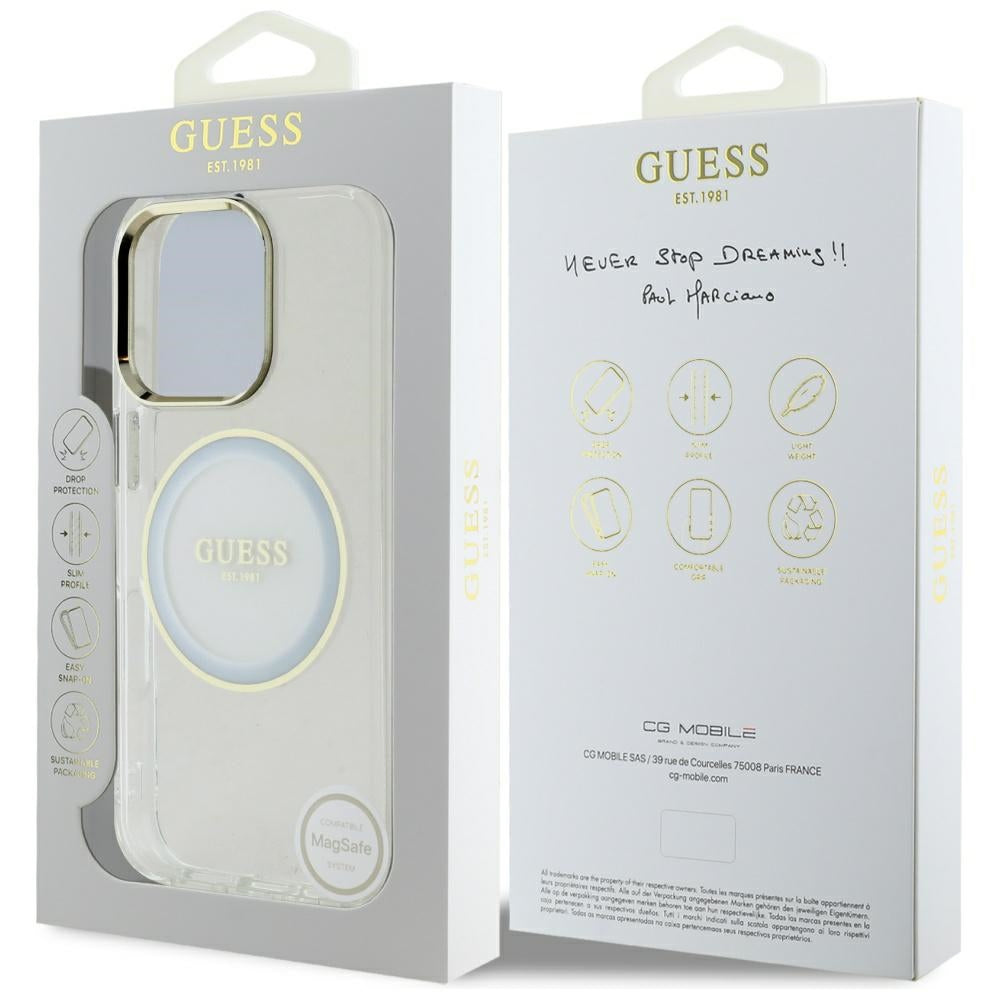 Guess MagSafe dėklas iPhone 16 Pro – baltas