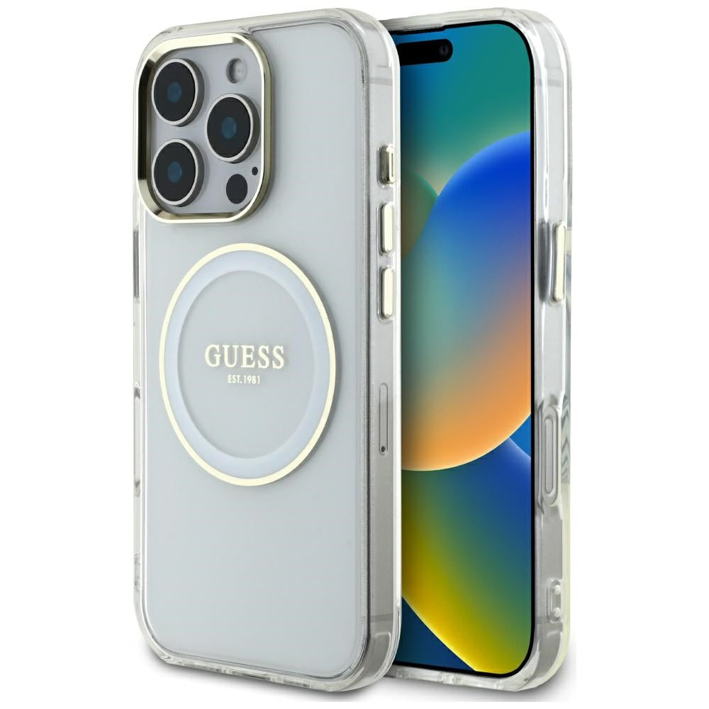 Guess MagSafe dėklas iPhone 16 Pro Max – baltas