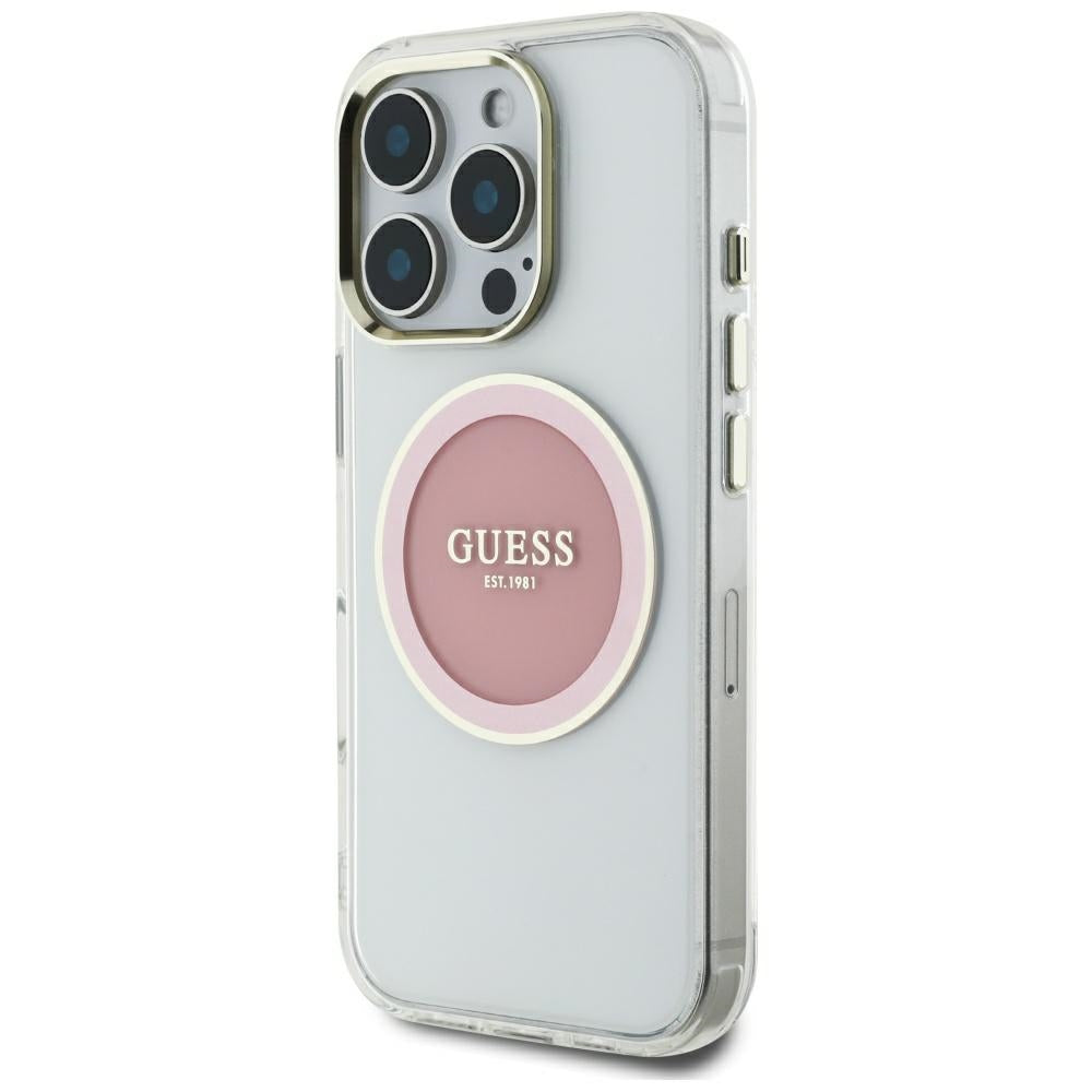 Guess MagSafe dėklas iPhone 16 Pro Max – rožinis