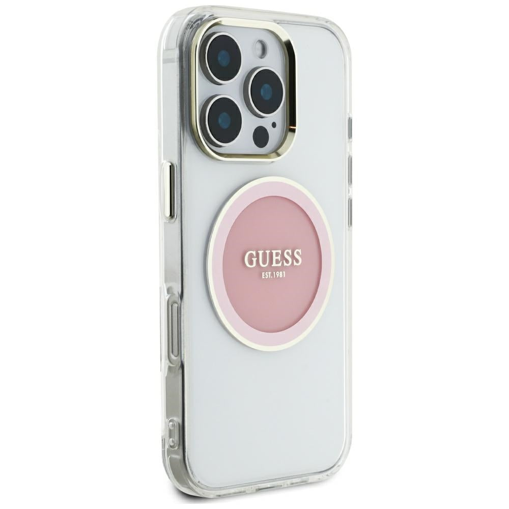 Guess MagSafe dėklas iPhone 16 Pro Max – rožinis