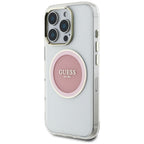 Guess MagSafe dėklas iPhone 16 Pro – rožinis