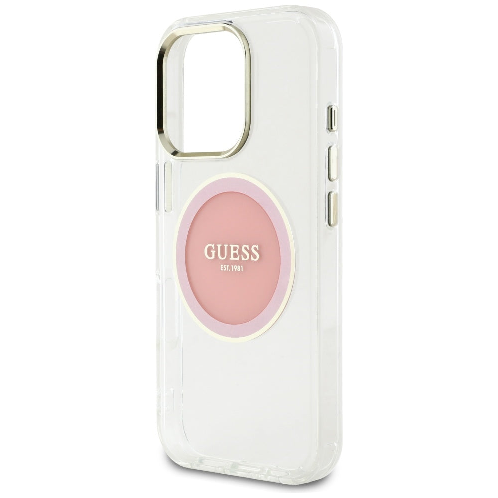 Guess MagSafe dėklas iPhone 16 Pro – rožinis