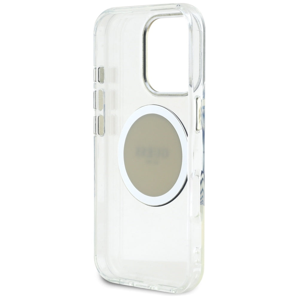 Guess MagSafe dėklas iPhone 16 Pro – pilkas