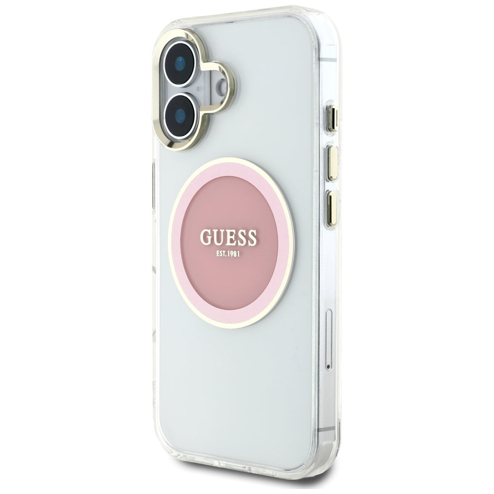 Guess MagSafe dėklas iPhone 16 – rožinis