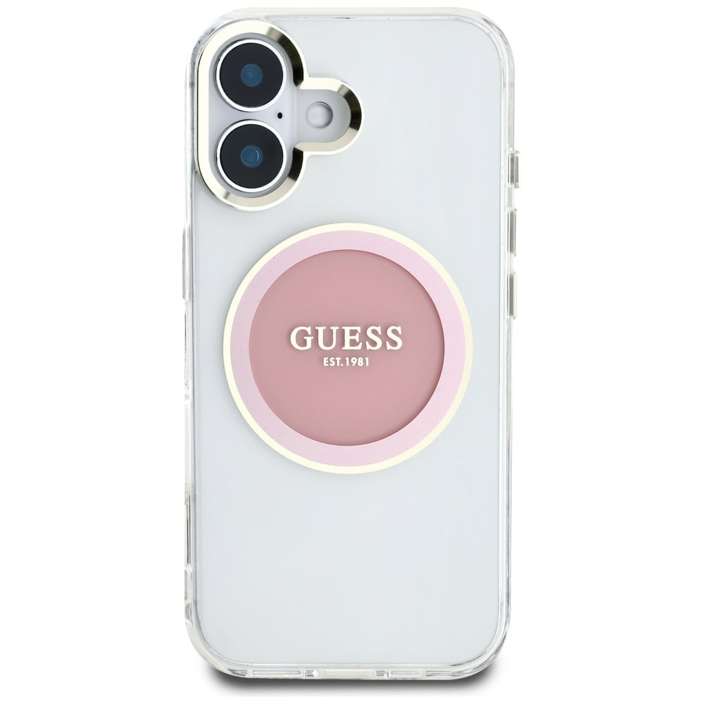 Guess MagSafe dėklas iPhone 16 – rožinis