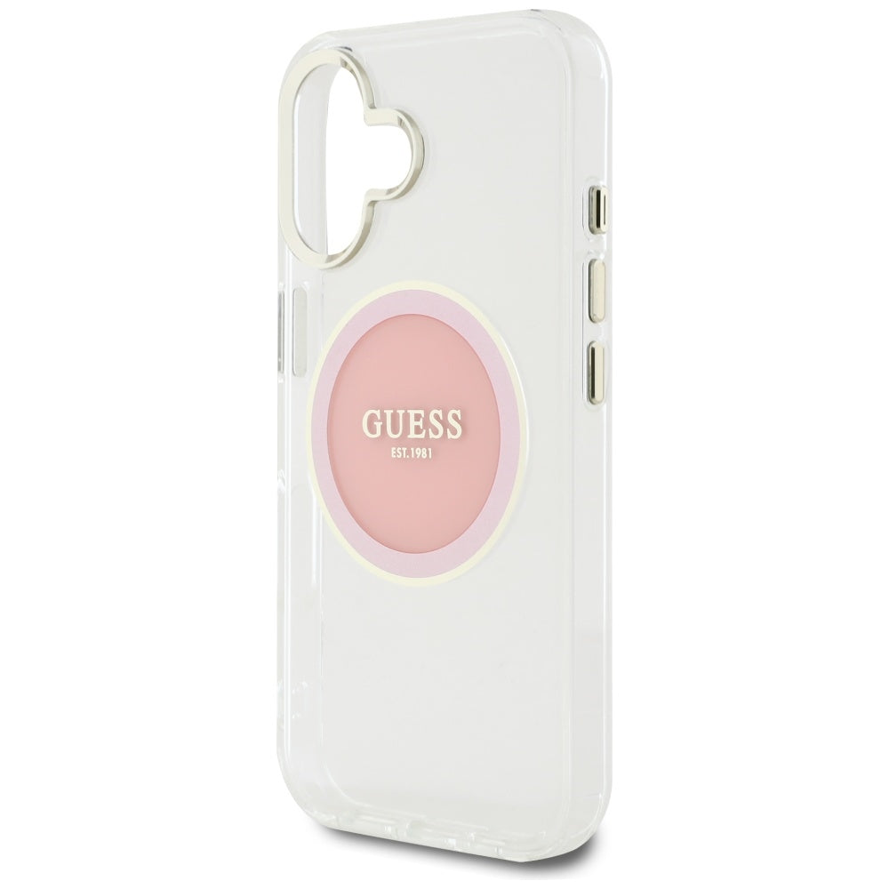 Guess MagSafe dėklas iPhone 16 – rožinis