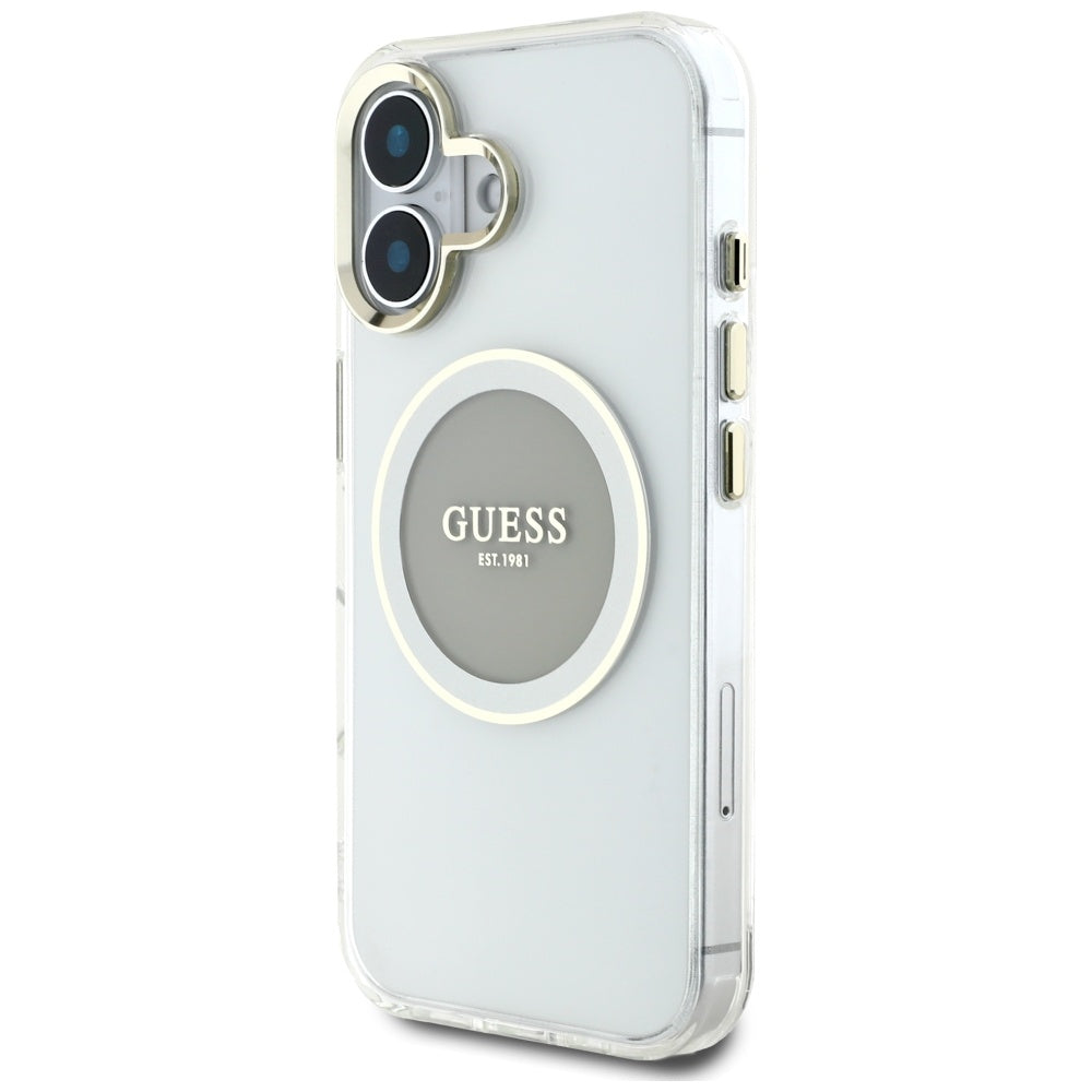 Guess MagSafe dėklas iPhone 16 – pilkas
