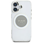 Guess MagSafe dėklas iPhone 16 – pilkas
