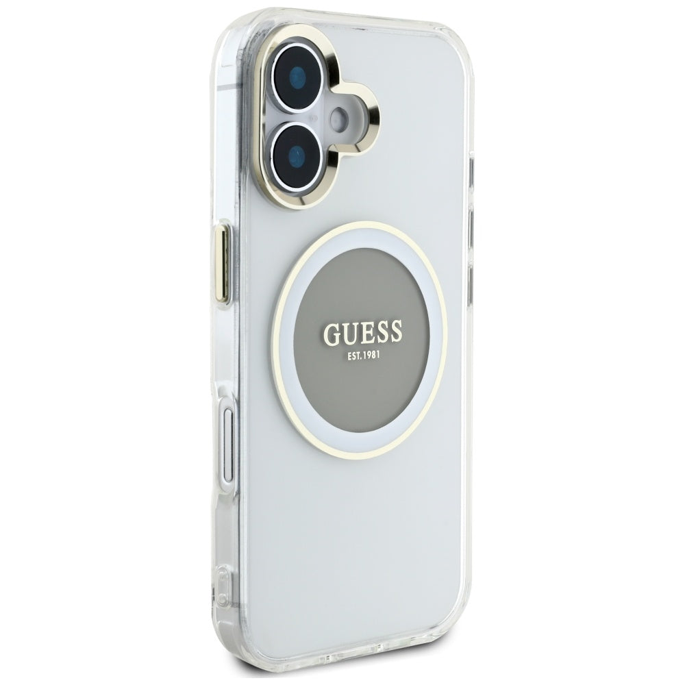 Guess MagSafe dėklas iPhone 16 – pilkas