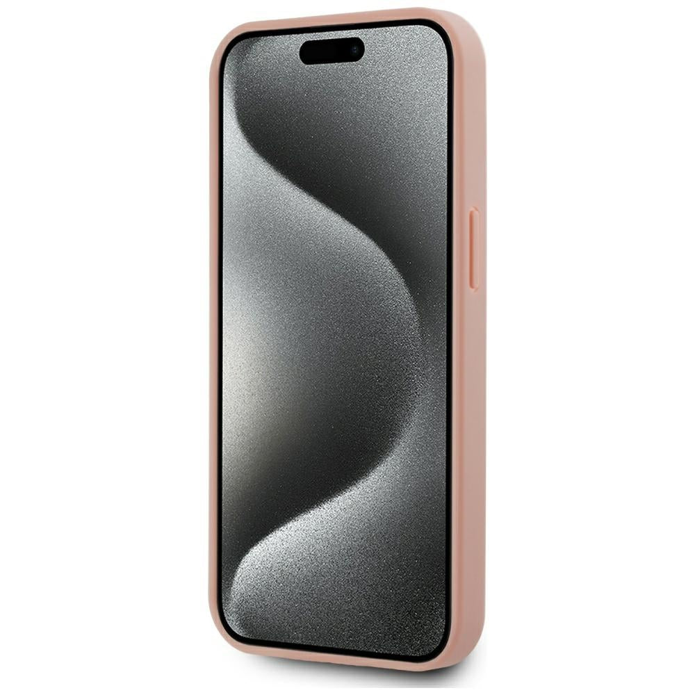 Karl Lagerfeld odinis MagSafe dėklas iPhone 15 – rožinis