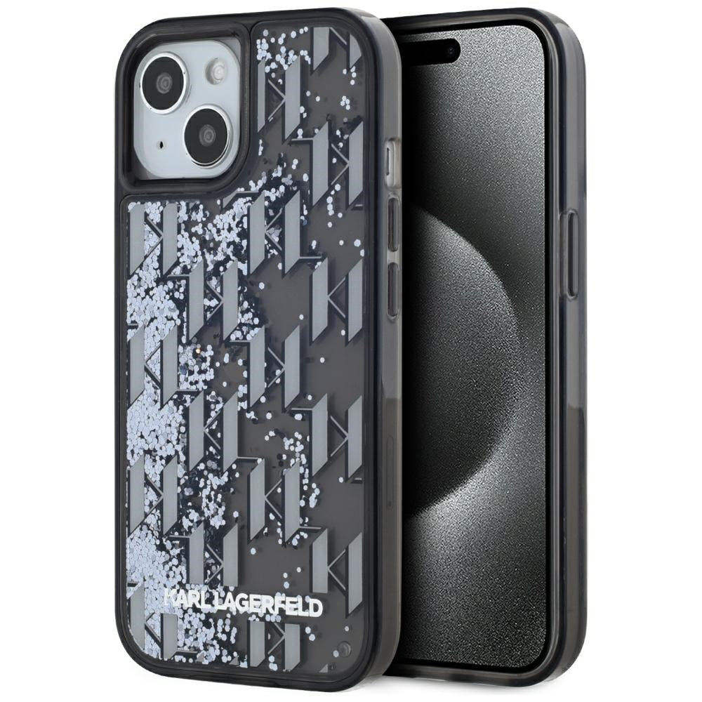 Karl Lagerfeld dėklas iPhone 15 – juodas, blizgučiai -- iPhone 15