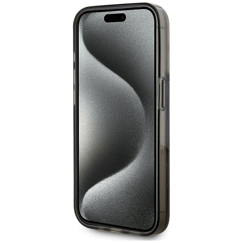Karl Lagerfeld dėklas iPhone 15 Pro – juodas, blizgučiai