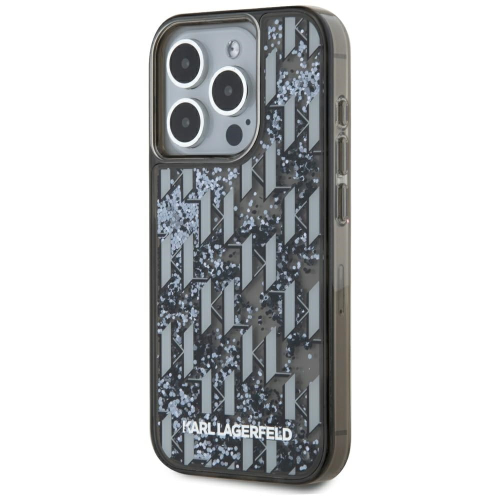 Karl Lagerfeld blizgus dėklas iPhone 15 Pro Max – juodas
