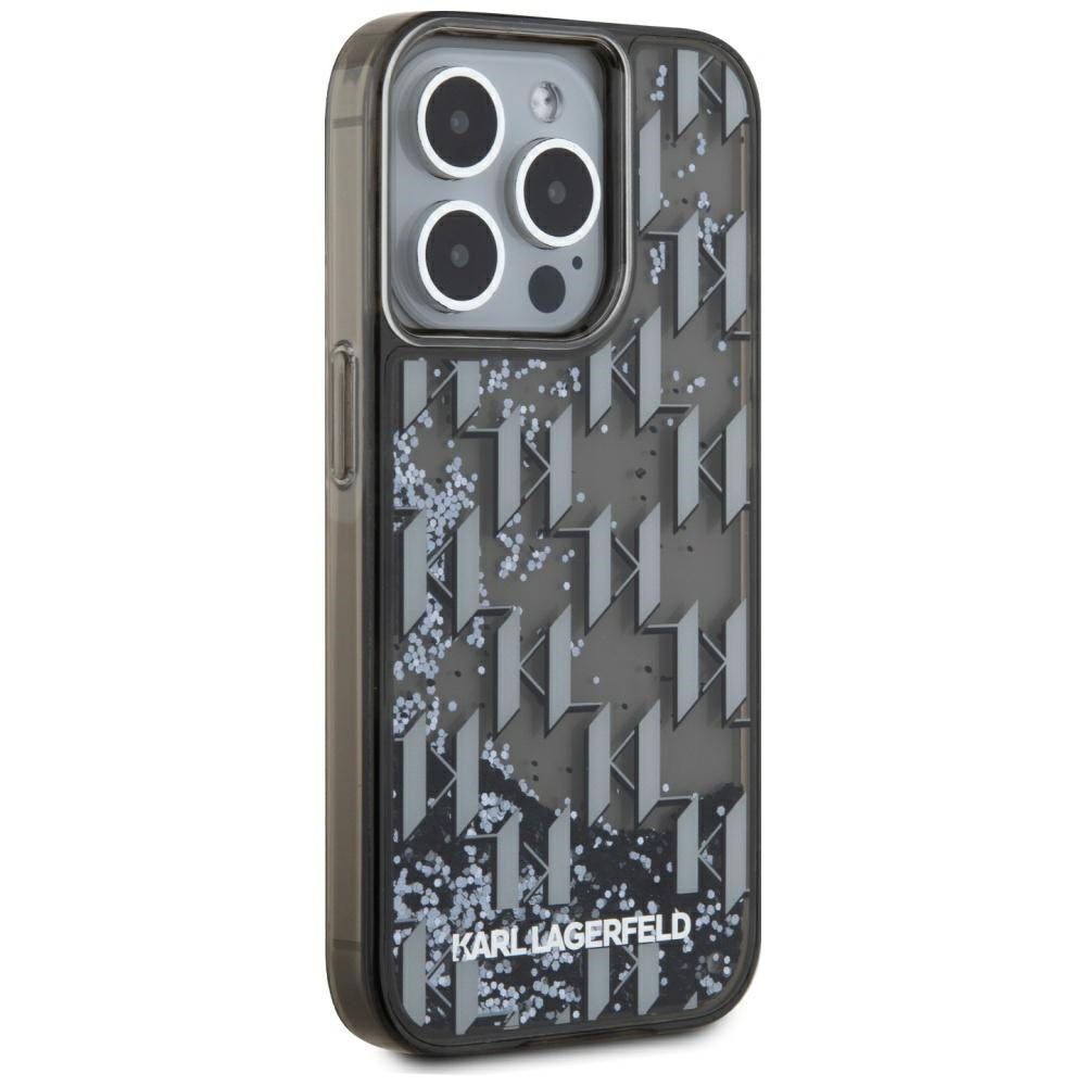 Karl Lagerfeld blizgus dėklas iPhone 15 Pro Max – juodas
