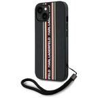 Karl Lagerfeld dėklas iPhone 15 – raudonas su virvele