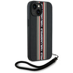 Karl Lagerfeld dėklas iPhone 15 – raudonas su virvele