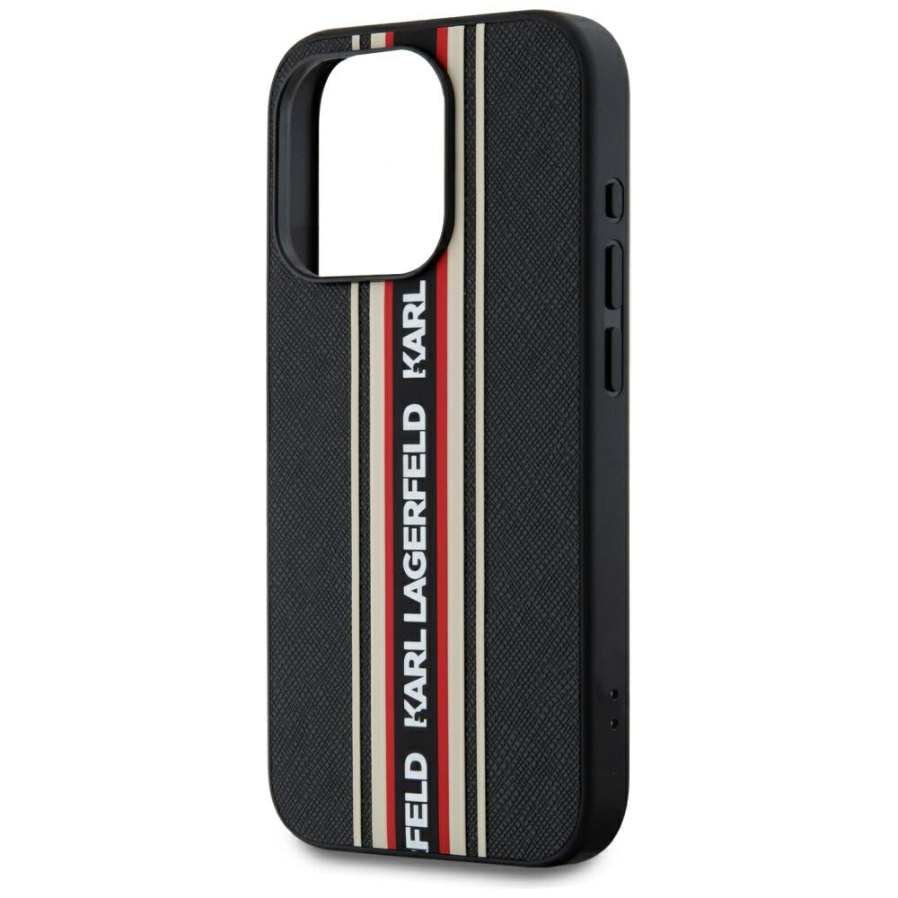 Karl Lagerfeld dėklas iPhone 15 Pro – raudonas su virvute