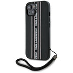 Karl Lagerfeld dėklas iPhone 15 – rožinis su virvele