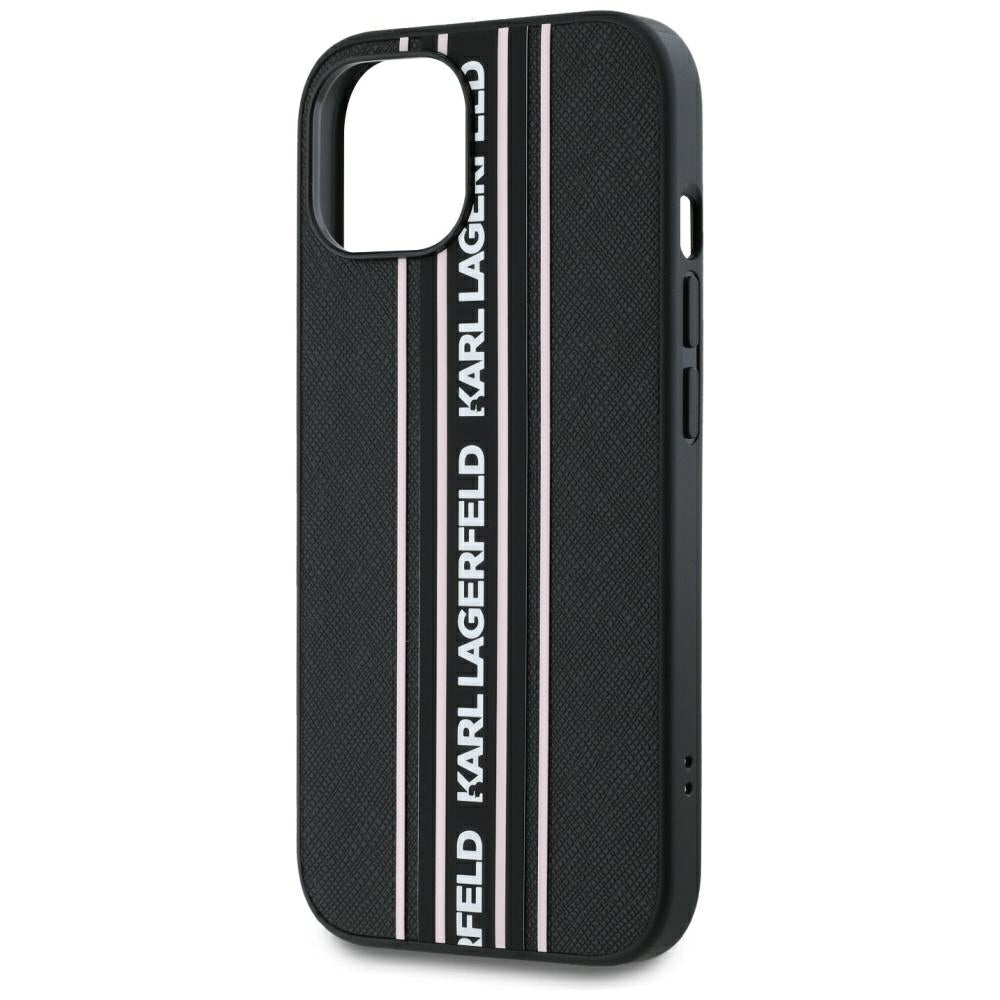 Karl Lagerfeld dėklas iPhone 15 – rožinis su virvele