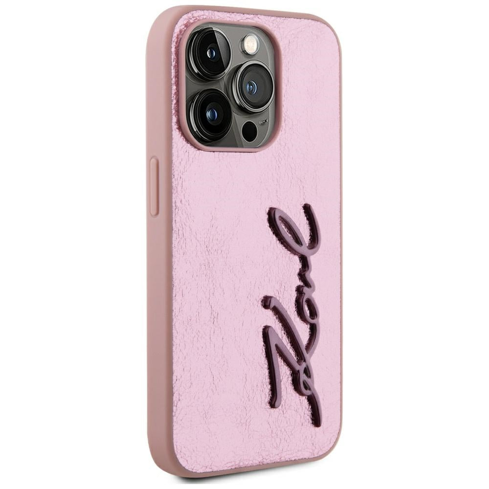 Karl Lagerfeld dėklas iPhone 15 Pro Max – rožinis