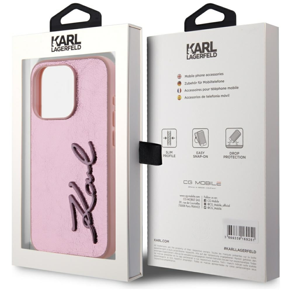 Karl Lagerfeld dėklas iPhone 15 Pro Max – rožinis