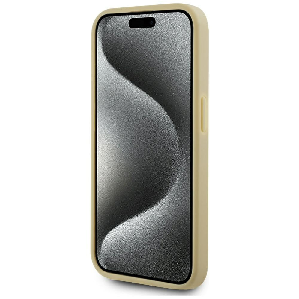 Karl Lagerfeld Wrinkled Metal Signature dėklas iPhone 15 Pro – auksinis -- iPhone 15 Pro