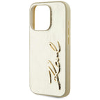 Karl Lagerfeld Wrinkled Metal Signature dėklas iPhone 15 Pro – auksinis -- iPhone 15 Pro