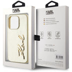 Karl Lagerfeld Wrinkled Metal Signature dėklas iPhone 15 Pro – auksinis -- iPhone 15 Pro