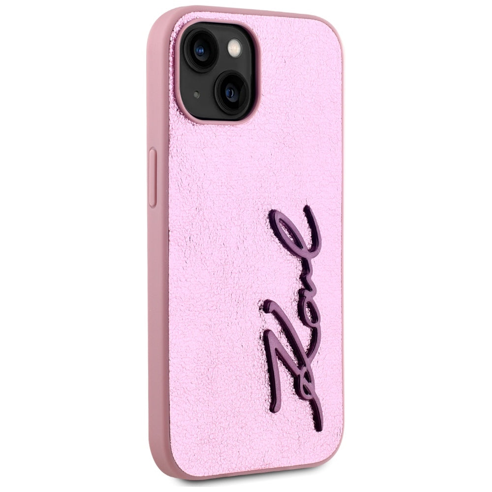 Karl Lagerfeld eko odos dėklas iPhone 15 – rožinis