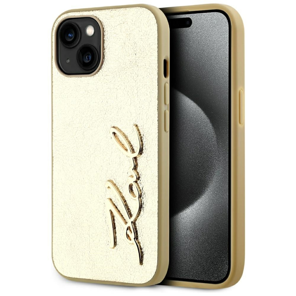 Karl Lagerfeld dėklas iPhone 15 – auksinis